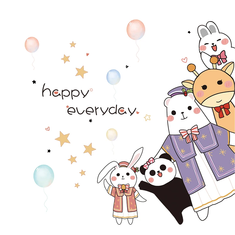 

Happy Everyday Creative Wall Sticker for Kids Room Bedroom Decor Cartoon Cute Door Paste Self Adhesive Wardrobe Decal Room Decor