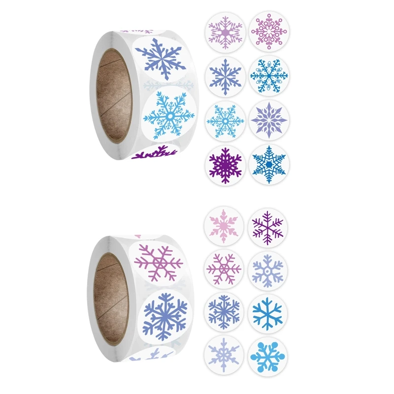 

500pcs/roll Christmas Snowflakes Handmade Sticker Card Box Package Seal Label W8ED