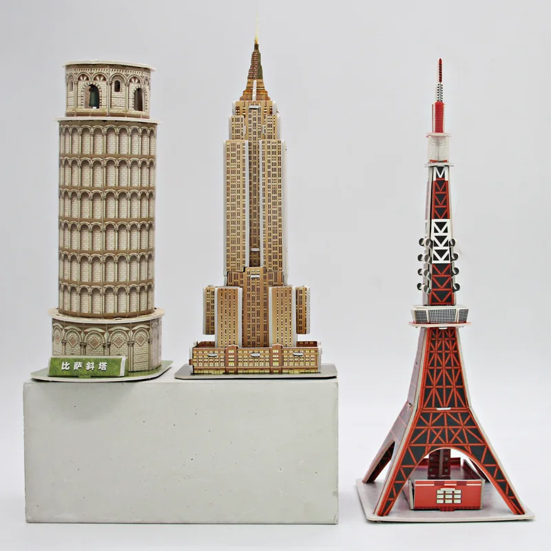 3D пазл из бумаги слов знаменитые здания башня мост в сборе модель для творчества