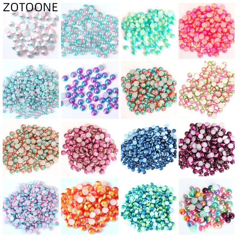ZOTOONE разноцветные стразы из смолы Половина Круглая жемчужная бусина головистой