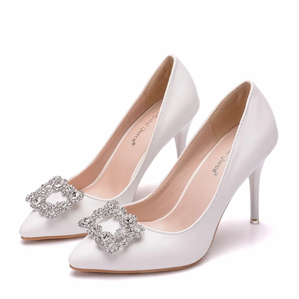 

Crystal Queen Women Pumps Rhinestone decoration Elegant High Heel 9 CM Women' Pumps Pointed Toe Ladies Shoes Woman Heels