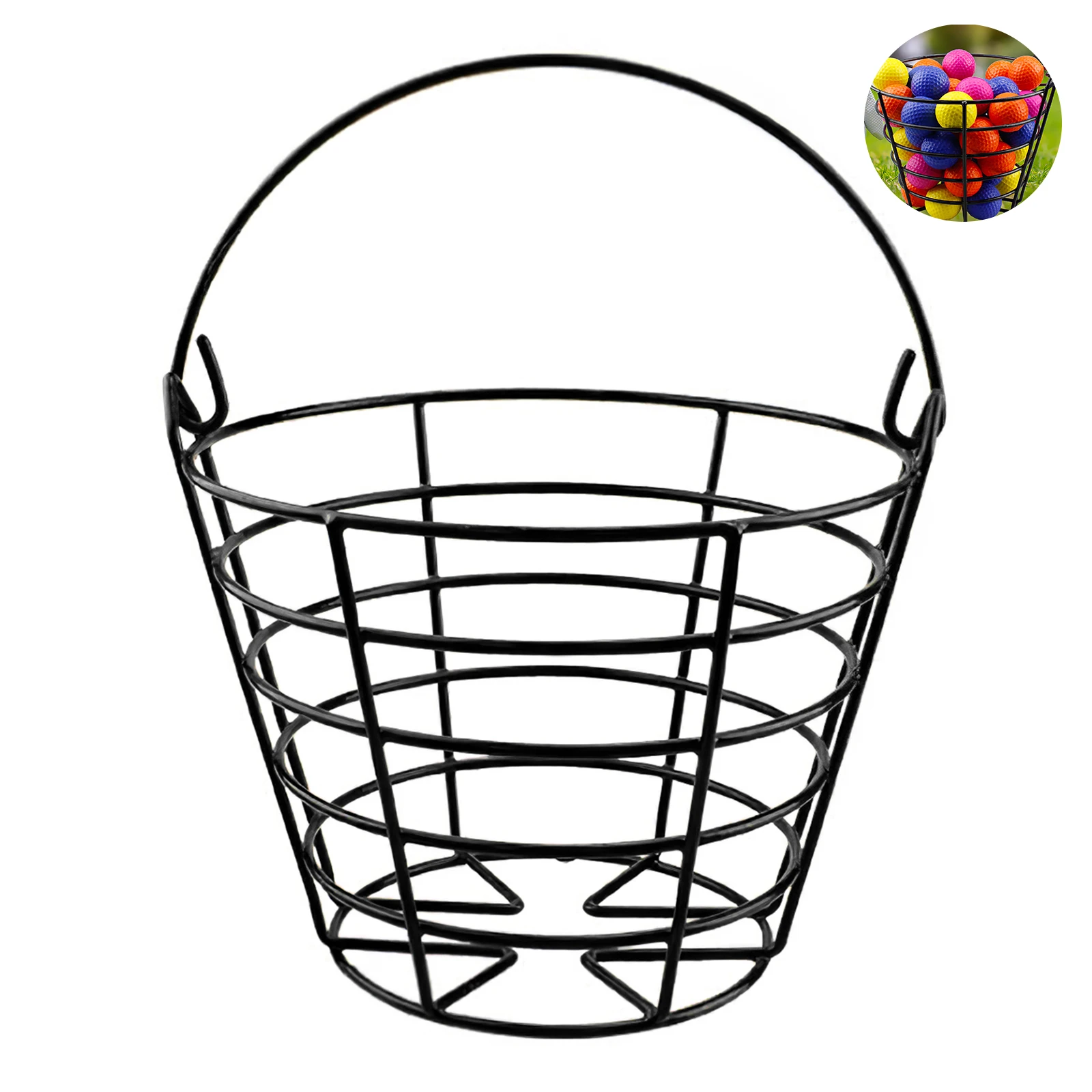 

Black Golfball Container With Handle Lightweight Golf Ball Basket Golf Ball Container Metal Ball Carrying For Man Woman Outdoor