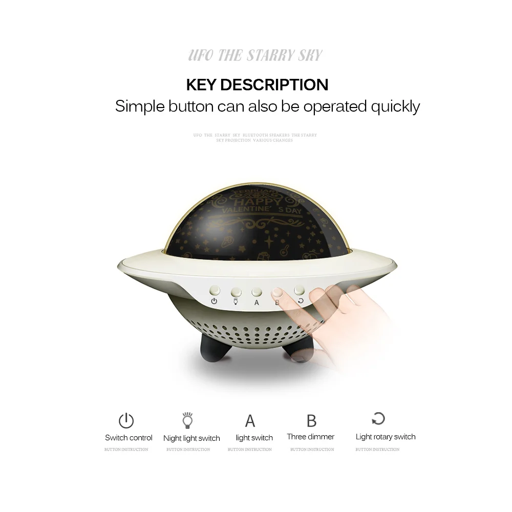 

UFO Starry Sky Projection light Flying Saucer Bluetooth speaker LED Night Light With Remote Control Boys Girls Birthday Gifts