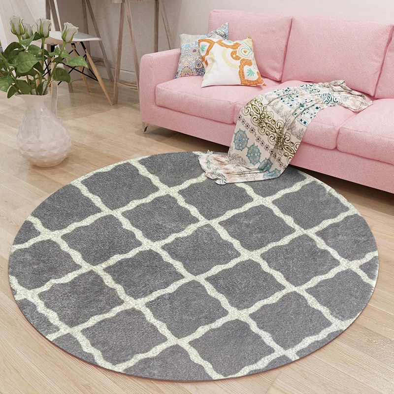 

Geometry Grey Round Carpets for Living Room Balcony Hang Chair Mat Soft Rugs Carpet for Kids Room Bedroom Lamb Velvet Shaggy Rug