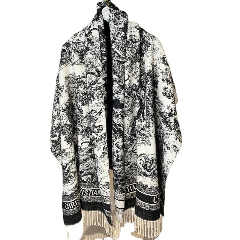 

Женская Бандана с помпоном, шаль из пашмины, зимний женский шарф, кашемировый шарф для женщин, бандана, брендовый плотный шарф с принтом