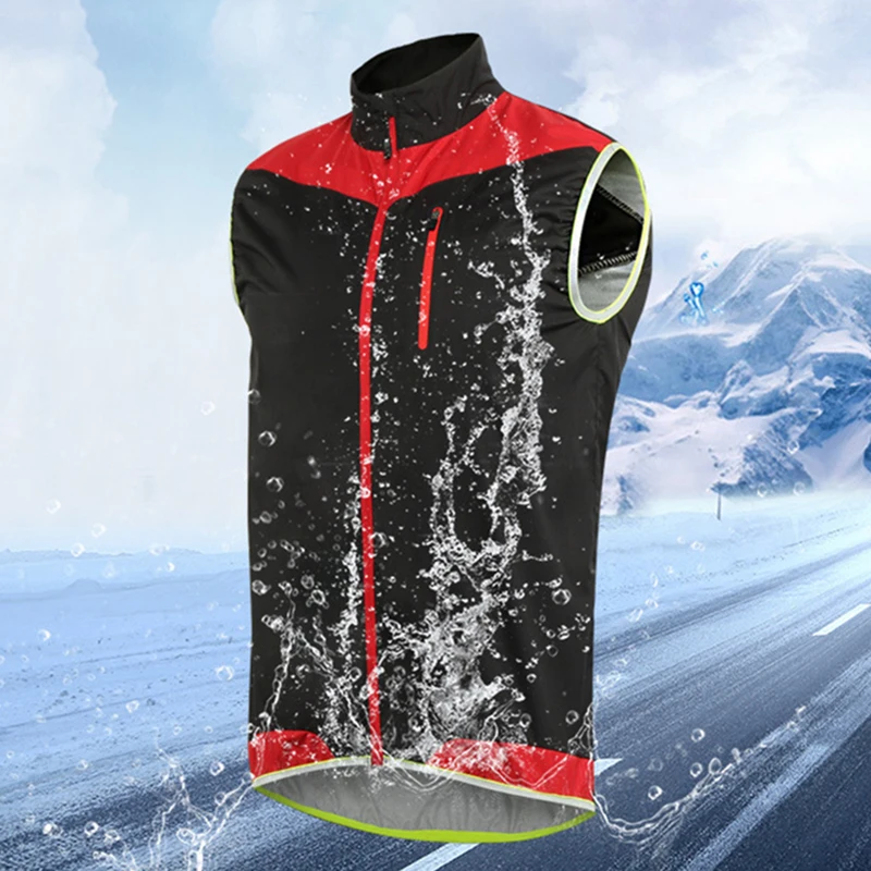 

ARSUXEO Breathable Cycling Vest Man Running Sleeveless Quick Dry Bicycle Clothing Reflective Waistcoat Bike Windbreaker