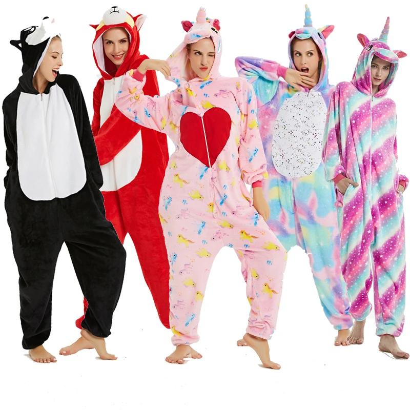 Кигуруми зимние пижамы для взрослых с животными героями мультфильмов женские