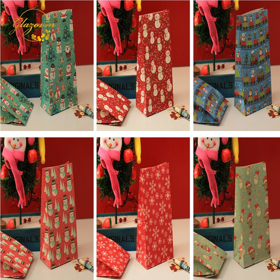 5 шт. Рождественский Подарочный Пакет крафт бумага Снеговик Снежинка пакет для