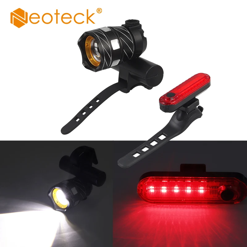 Скидка Neoteck USB Перезаряжаемый светильник, наборы для велосипеда, светодиодный светильник, лампы для горного велосипеда, шоссейного велосипеда, кра...