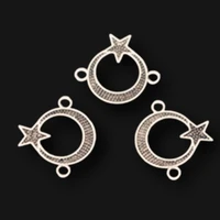 20pcs silver plated national emblem of turkey connectors moon and stars bracelet metal accessories diy charms for jewelry making
