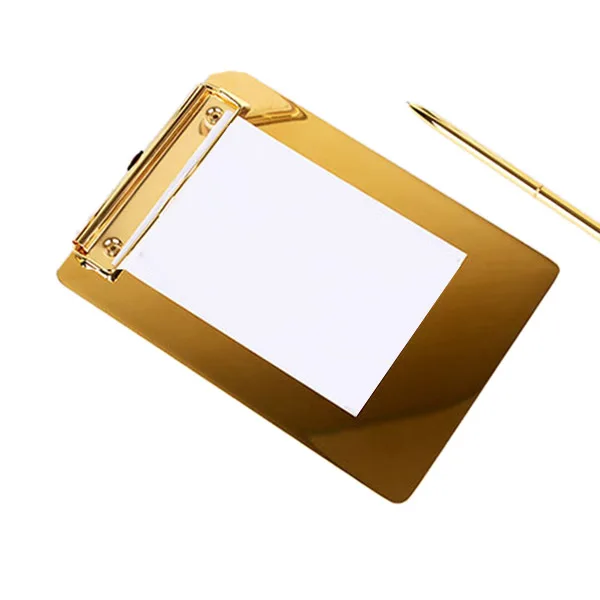 

AU42 -Writing Splint Golden Stainless Steel Data File Storage Folder Folder Board for Office Restaurant