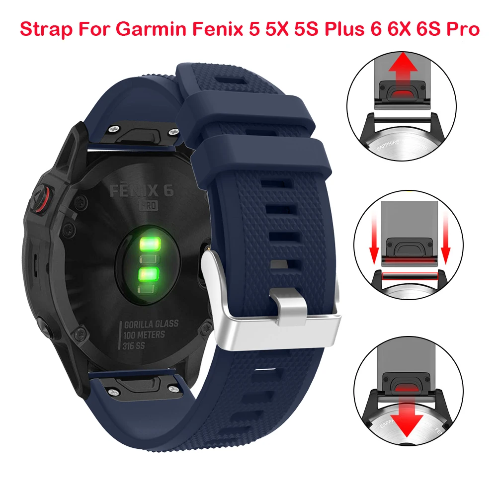 Ремешок силиконовый для наручных часов Garmin Fenix 5X 5 5S Plus 6S 6 6X Pro 3 3HR