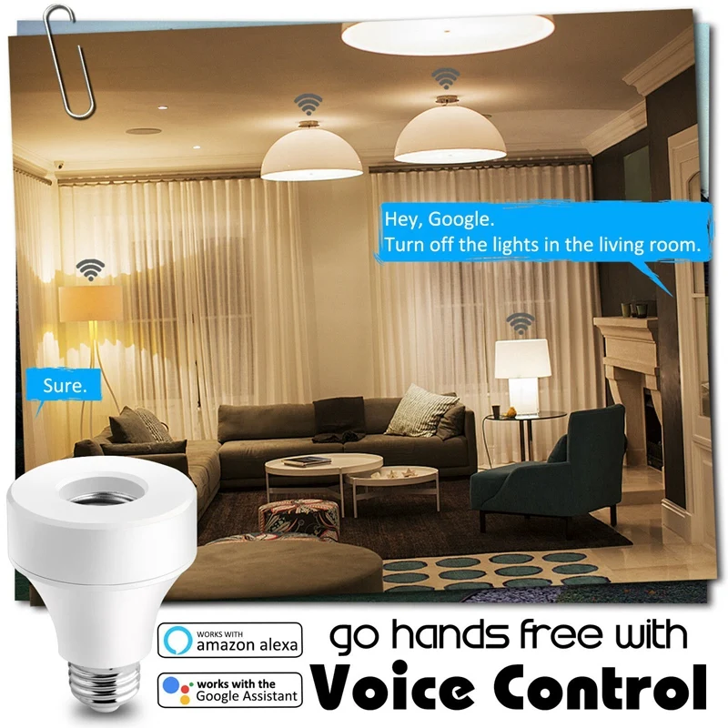 

5 Pack Wifi Smart Bulb Socket Compatible with E26 E27 Switch Lamp Base Holder Work with Amazon Alexa Google Home IFTTT