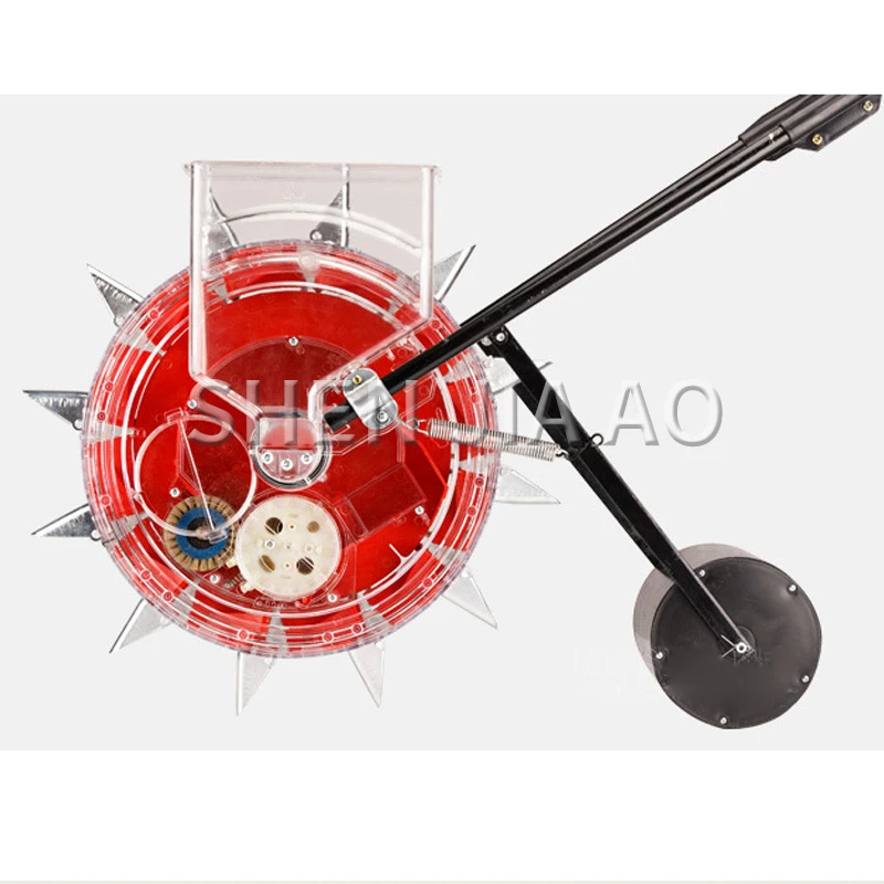1PC Manual Seeder Machine Hand Push Soy Peanut Corn Seeder Machine Hand Push Roller Point Carousel Precision Seeder Tool