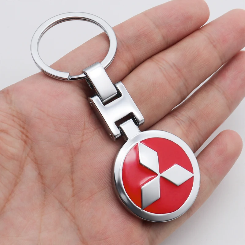 

Ianyard for keys metal Double-sided car Mitsubishi- logo luxury key ring applicable for Mitsubishi- Pajero SAX L200 Colt