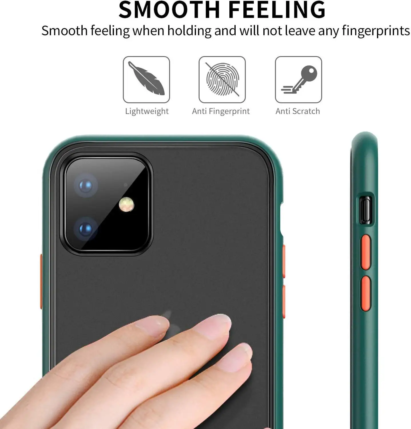 Translucent Matte Hard PC Back Cover and Soft TPU Edges Protective Case for iPhone 11 Pro Max X XS 8 7 6 s PlusPro |