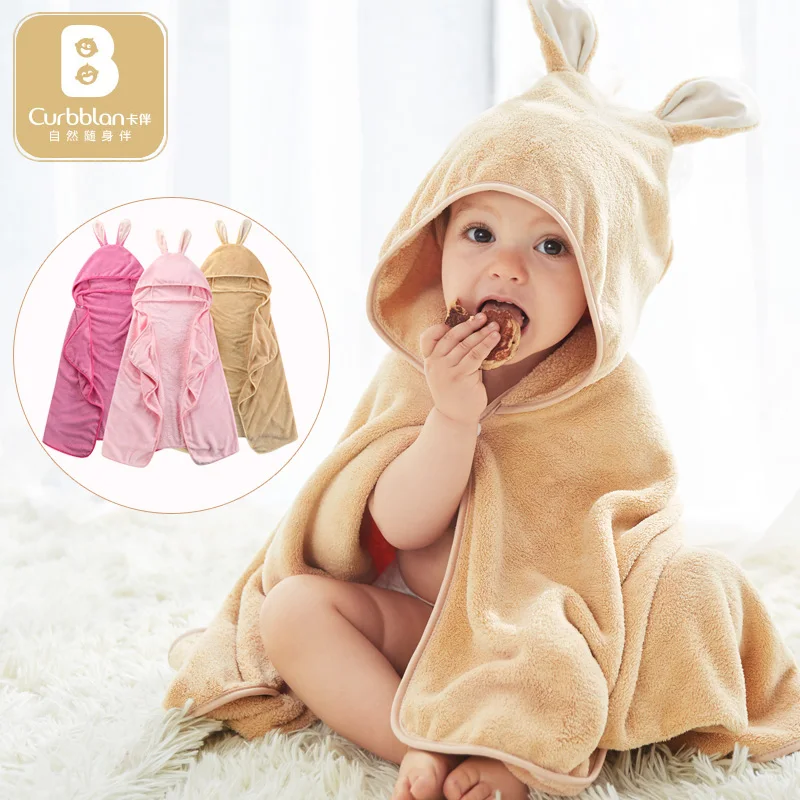 Банный халат детский однотонный с капюшоном 75x120 см|Полотенца| |