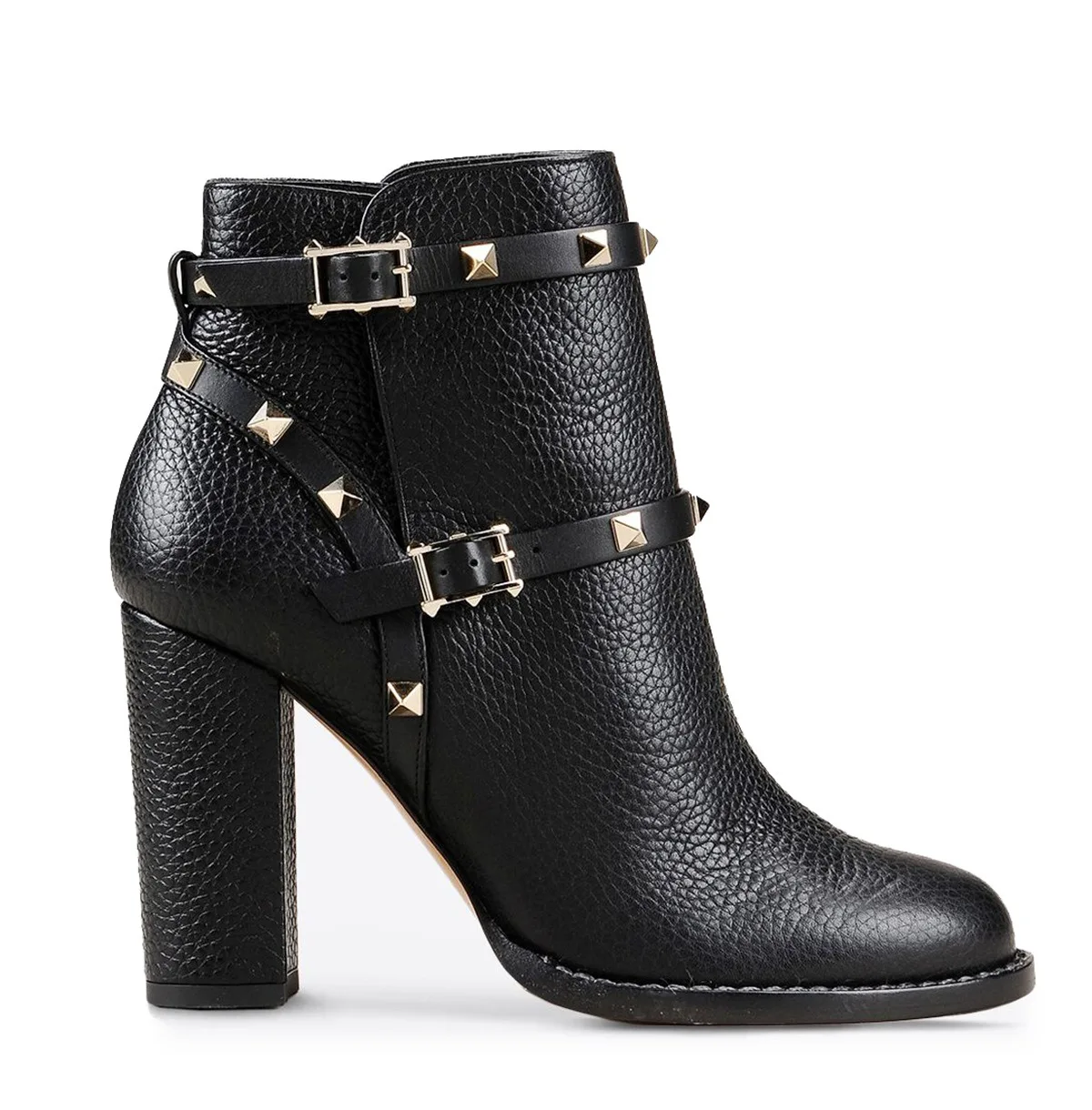 Autumn/winter Ankle Boots Women's Ankle Boots High Heel Thick Heel Boots Metal Buckle Rivets