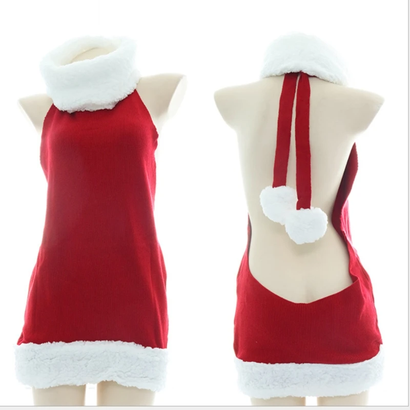 

Christmas Sexy Lingerie Pajamas Set Cosplay Costumes Lambswool Dress Temptation Uniform Sweater Erotic Bodysuit Ornament
