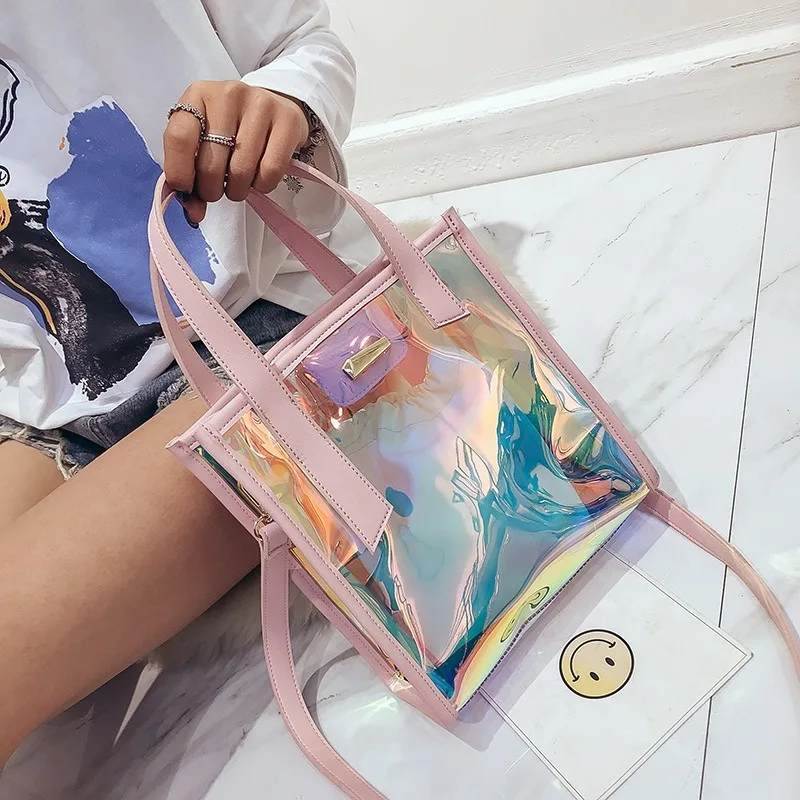 

Сумка-мессенджер женская из полиуретана, с цепочкой, прозрачная