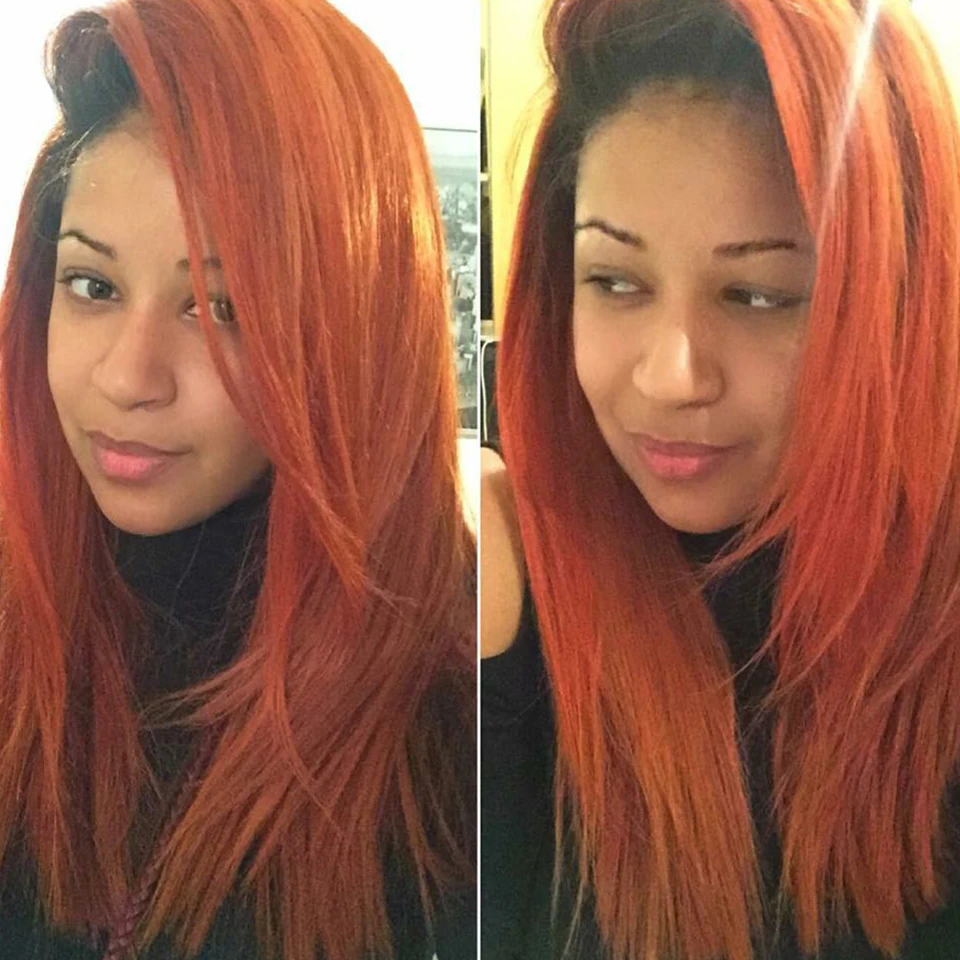 

SEXAY Orange 4x4 Lace Closure Wig 1b/350 Malaysian Straight Hair Ombre Human Hair Wigs For Women Glueless Closure Wig Human Hair