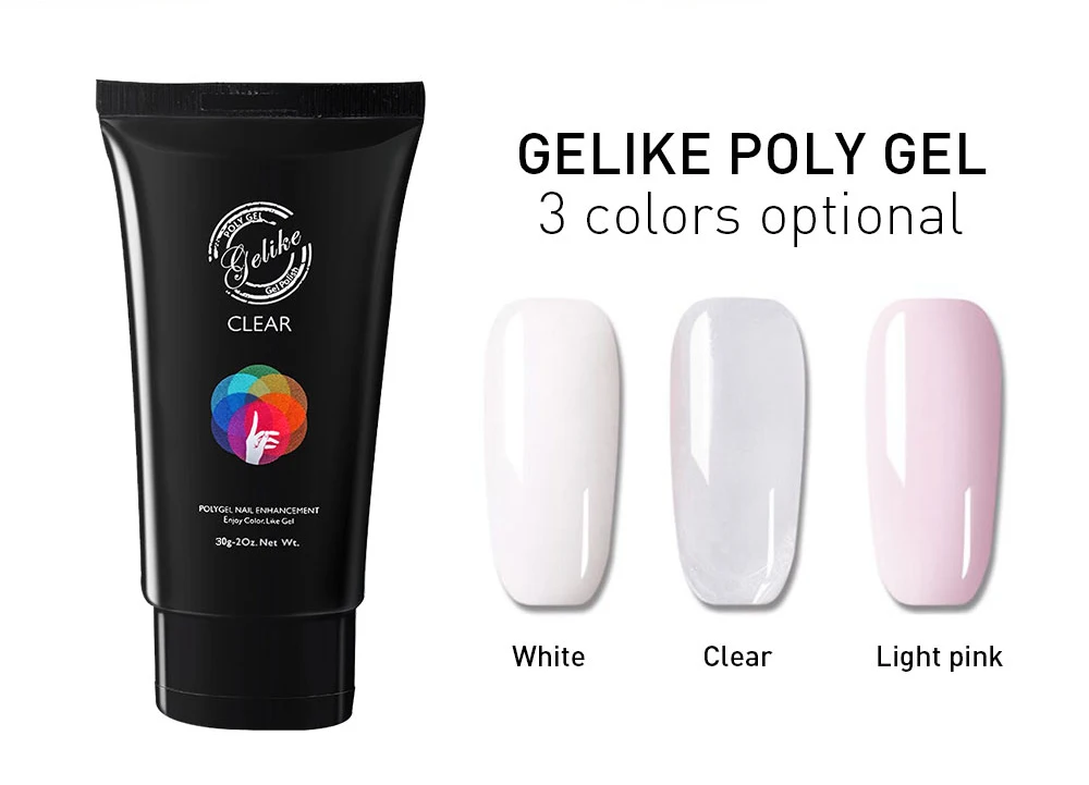 Gelike 3 Цвета Гель лак для ногтей поли гель Быстрое расширение розового светло