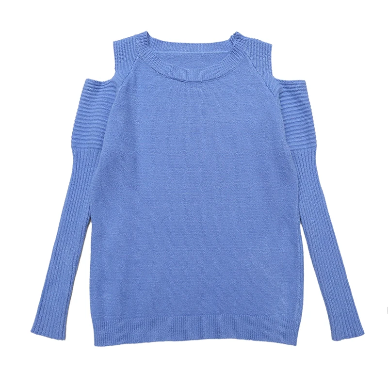 

Autumn new Korean version of the simple slim slimming candy off-the-shoulder long-sleeved sweater