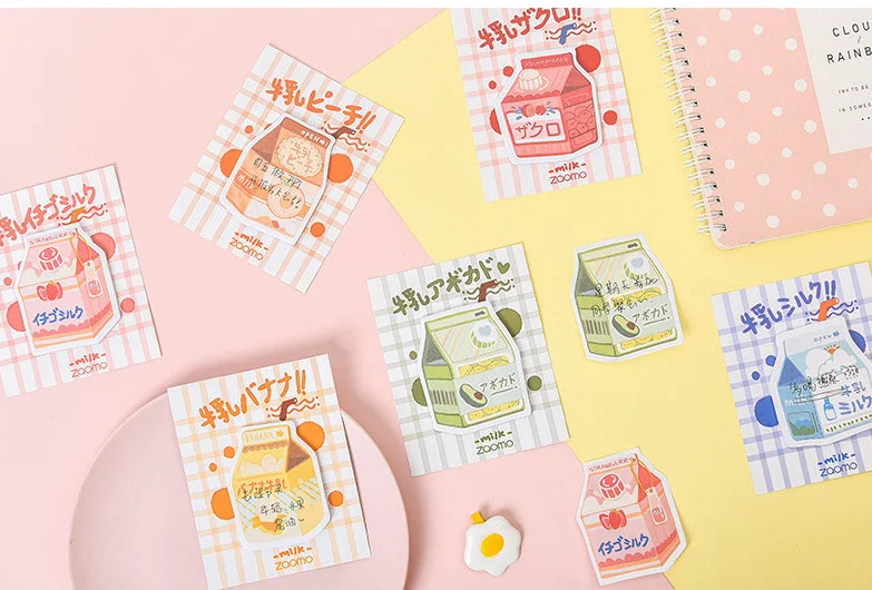 Фото Милые стикеры в стиле молоко виде планшетов бумажные блокноты канцелярские