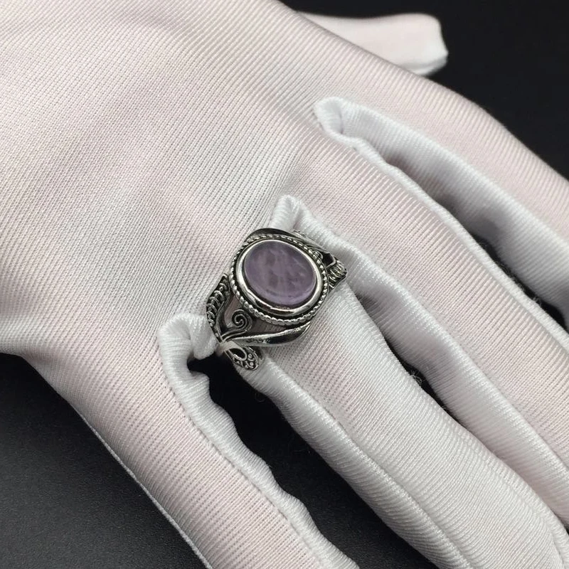 HuiSept Vintage 925 Silver Ring Amethyst Gemstone Flower Shaped Fashion Jewellery Rings for Female Wedding Party Gift Wholesale images - 6
