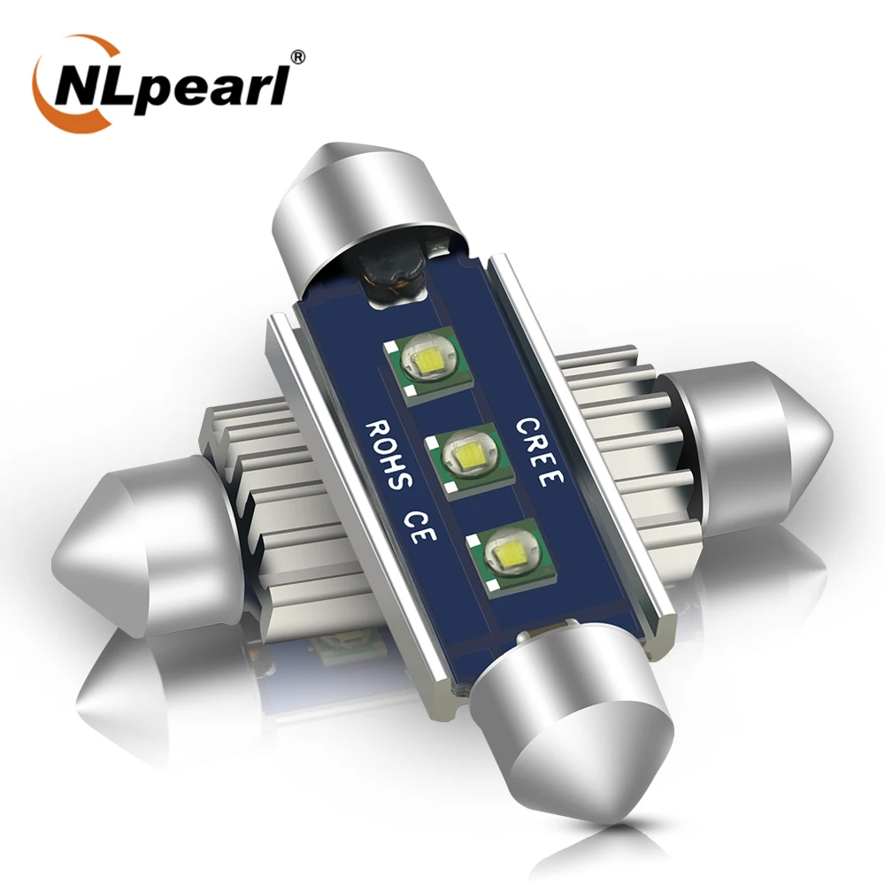 

NLpearl 2x Signal Lamp C5W Led Festoon Bulbs Cree C10W Led 31mm 36mm 39mm 41mm Car Interior Light License Plate Lamp 12V White
