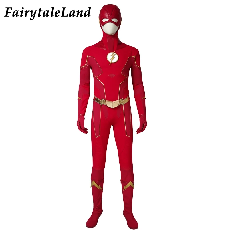 Флэш сезон 6 костюм Бэрри Аллена Косплэй наряд комбинезон Flash бутсы перчатки карнавальные костюмы на Хэллоуин для взрослых индивидуальный заказ