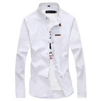 2021 spring and autumn new solid color long sleeve mens shirt stand collar single breasted business casual shirt slim regular