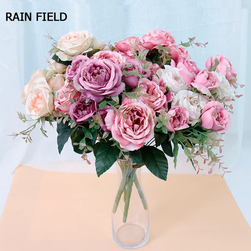Искусственные розы шелковые цветы для дома свадебные украшения стола оптовая