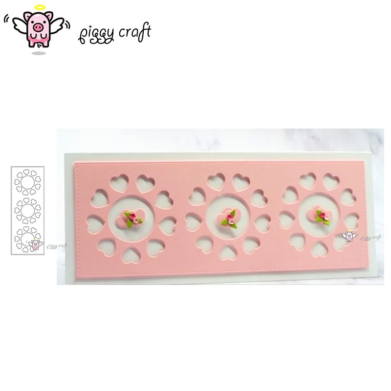 

Piggy Craft metal cutting dies cut die mold Heart wreath card frame Scrapbook paper craft knife mould blade punch stencils dies