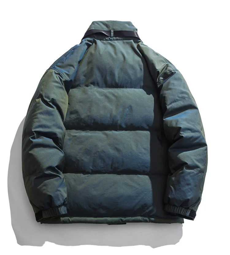 LUCLESAM Winter Men's Korean Puffer Jacket Mens Stand Collar Thick Warm Gradient Parkas Male Fashion Coat