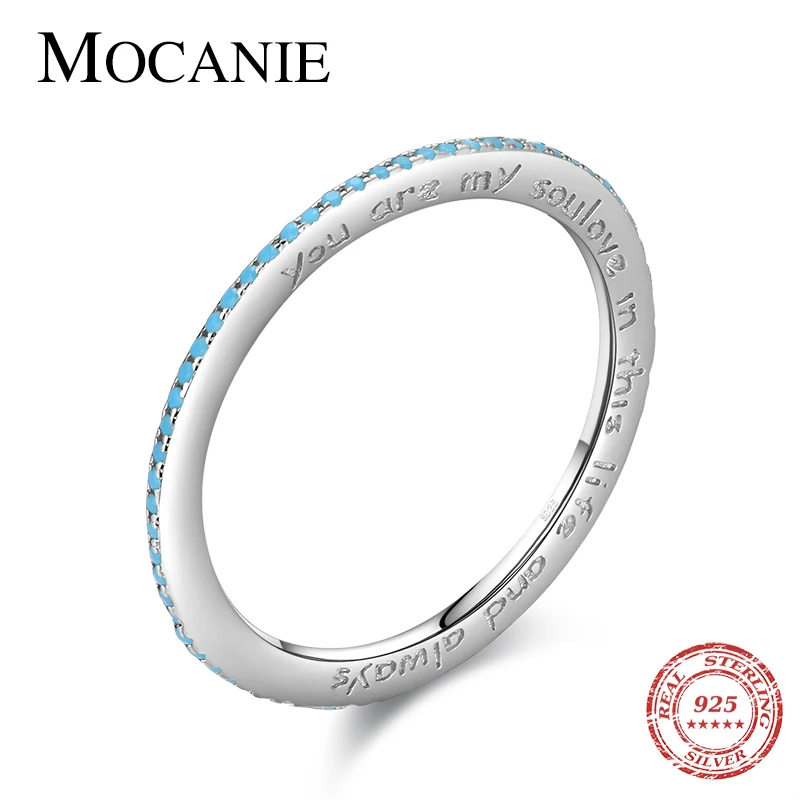 

Mocanie Trendy 2 Style 5-9 Size Lettering Ring Authentic 925 Sterling Silver Turquoise Ring for Women Lady Jewelry Customizable