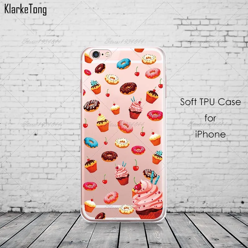 Чехол для телефона Macaroons Lips Cake Yoga с узором iPhone 12 11 Pro 6S 5S Xs Max 7 8 plus прозрачный мягкий