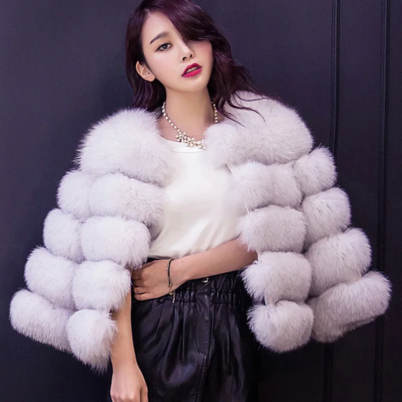 Short Fox Fur Coats Women 2020 Winter Keep Warm Fashion Whole Skin Jackets Collar Overcoats Plus Szie S-4XL | Женская одежда