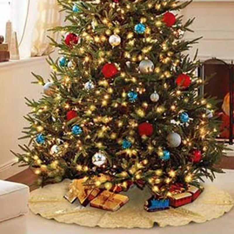 

Christmas Tree Skirts Tree Skirt Fabric Carpet Round Gold Sequin Christmas Tree Mats Beautiful Photography Tree Tool