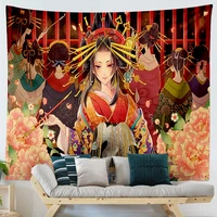 anime tapestry wall hanging japanese style hippie cat geisha girl room decor aesthetic boho decor dorm home decoration blanket