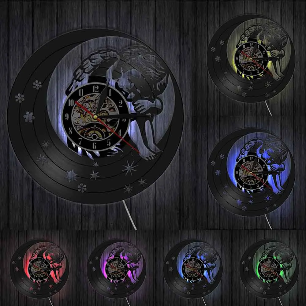 Настенные часы Ангел на Луне современные Винтажные Украшения для детской