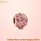 Danturn серебряные бусины 925 пробы розовый паве маргаритки, подвеска для оригинальных браслетов Pandora для женщин, ювелирные изделия, подарок