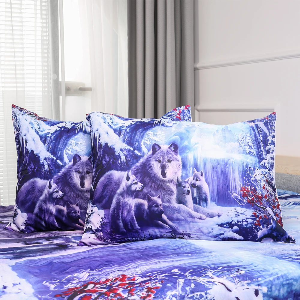 Набор постельного белья с принтом снежного волка, набор пододеяльников с наволочками, набор постельного белья с животными, новинка, 3 шт