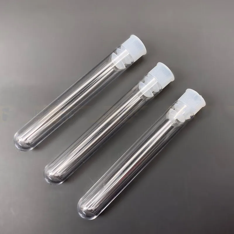 10pc Lab Clear Plastic Test Tube Transparent Laboratory Round Bottom Vial with Cap for Experiment Supplies container 12*100 |