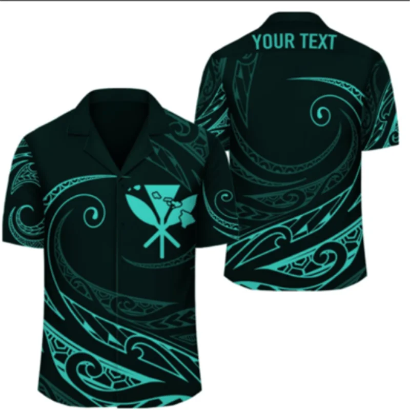 

Men's Summer Casual Beach Short Sleeve Loose Green Vintage Pattern 3d Printed Hawaiian Shirt Quick Dry Stand Collar Clothes