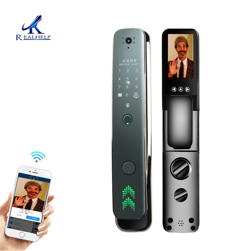 APP Controlled Fingerprint Door Lock with Camera Card Access Smart |