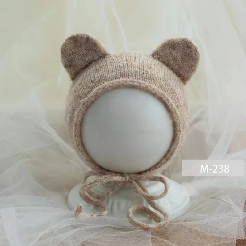 

Baby Cute Ears Knitting Hat Handmade Crochet Beanies Cap Newborn Photography Props Bonnet for Infants Photo Shooting