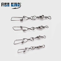 fish king 50pcs connector stainless steel swivel lure accessories interlock rolling swivel with hooked snap fishing hook