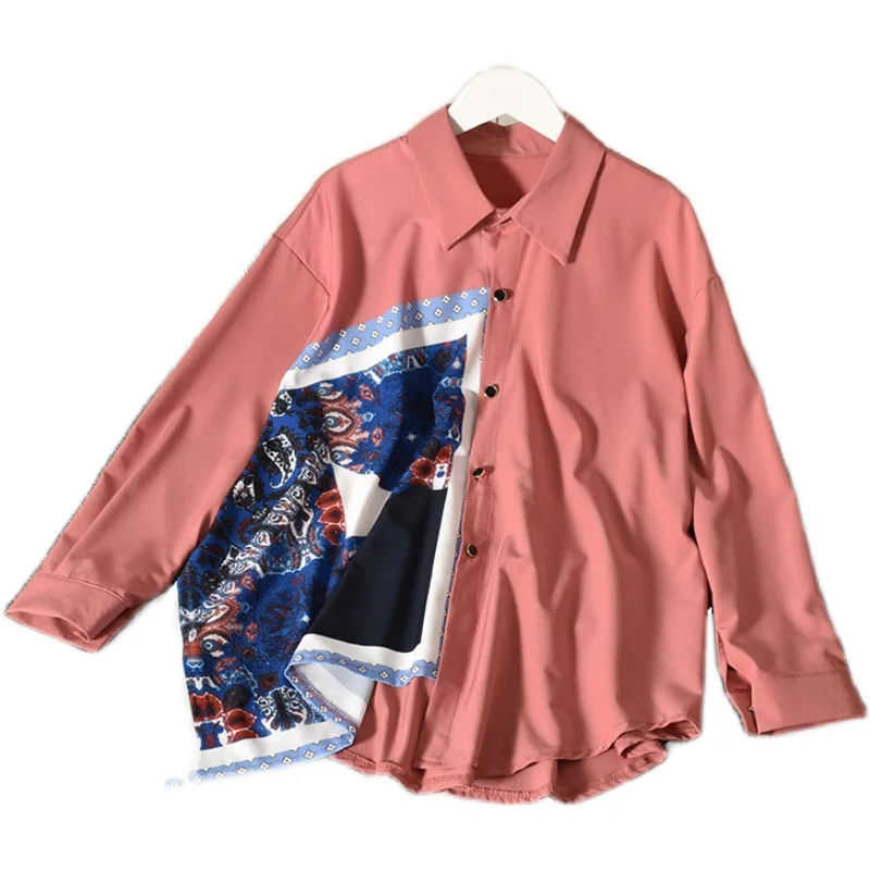 

Women's Irregular Loose Mid-length European and American Style All-match Blouse 2020 New Spring and Autumn HK137