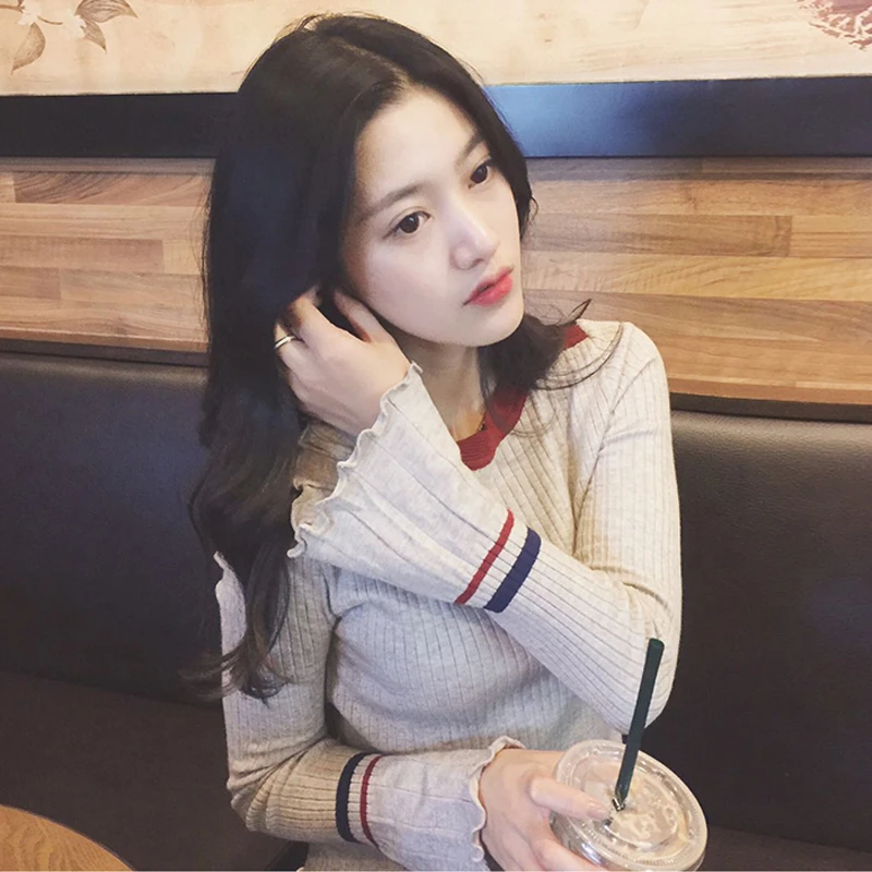 

Sexy Slim Woman Sweaters Korean Style Casual Fashion Pullover Crop Top Knitted Woman Sweaters Pull Femme Women's Clothing DB60MY